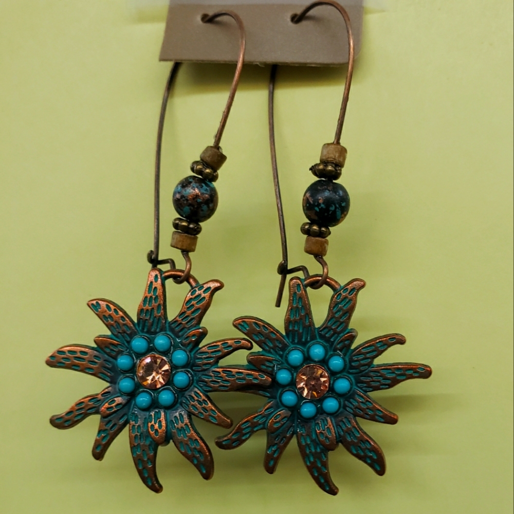 Geometric Vintage Folk Charm Earrings Ancient Copper